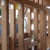 particolare pilastri composti in legno